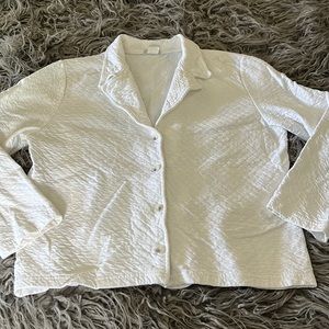 White textured knit blazer S stretch loose fit casual comfy 100% cotton Galos